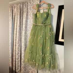 Embroidered midi dress light green woman’s large